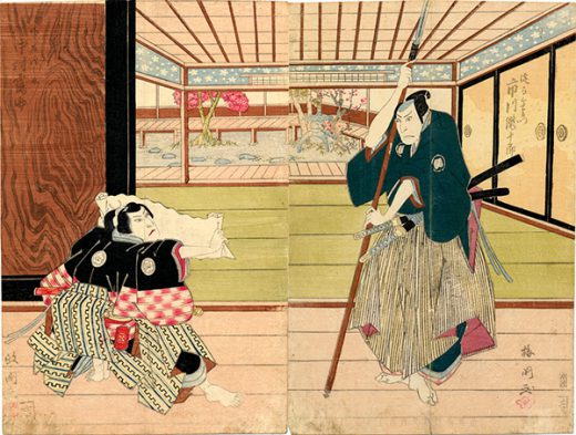 Masakuni in “Nagara choja uguisu zuka”, drawn by Baikoku
